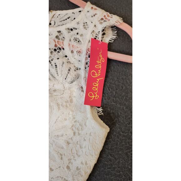 Lilly Pulitzer Sharice Stretch Shift Dress Lace Coral Bay Blue Pink Sz 00 NWT - Picture 7 of 11